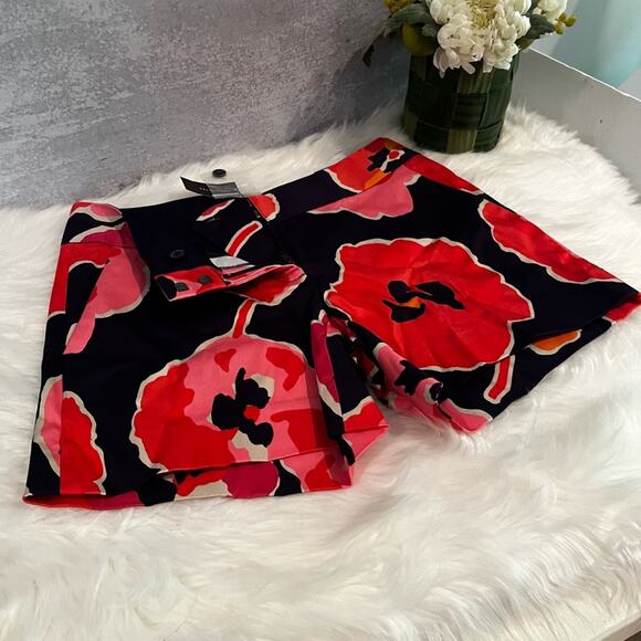 NEW The Limited Drew Fit Low Rise Watercolor Poppy Print Cotton Shorts Sz 2 NWT - Picture 5 of 15